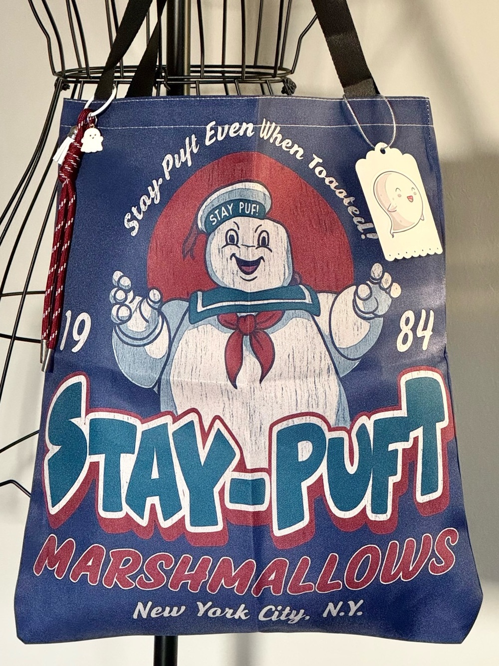 New Stay Puft Marshmallow Man Retro 80s Style Shopping Bag Purse Tote - 15.75”